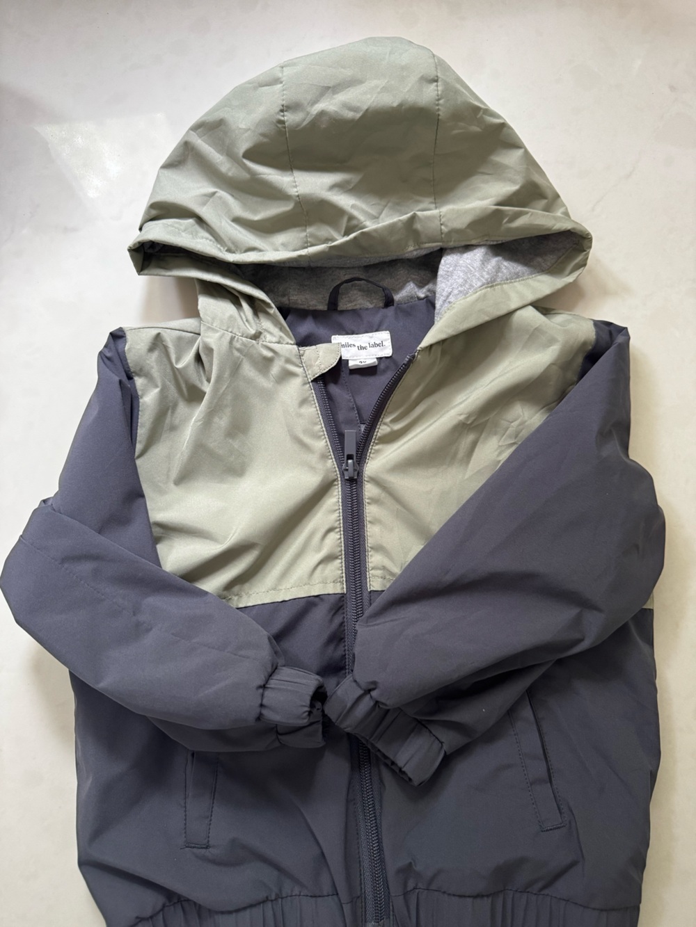 Miles the Label - Two-Tone Hooded Jacket - Olive & Charcoal (3Y)